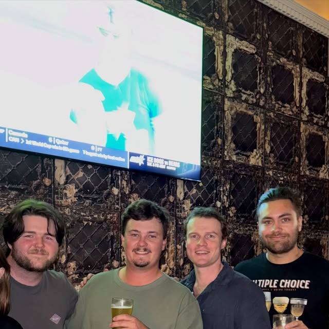Mates at a brewery catch up